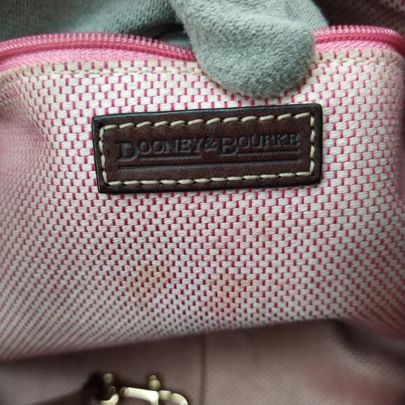 Dooney & Bourke Brown Canvas Leather Trim DB Printed Zipper Hobo Shoulder Bag - Picture 14 of 16